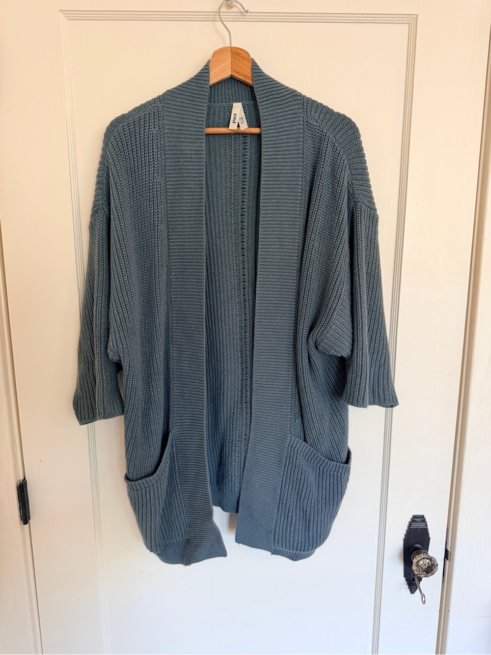 PACT 100% Organic Cotton Long Open Cardigan - Dusty Slate Blue XS / S